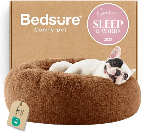Miniatura 78 de Bedsure - Cama relajante para perro mediano, lavable, tipo dona, cama para gato, antideslizante, redonda, afelpada, mullida, de piel sintética