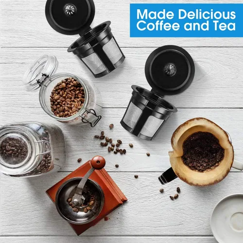 Miniatura 5 de K Cups reutilizables, filtros de café reutilizables de ajuste universal con malla de acero inoxidable de grado alimenticio, cápsulas de café