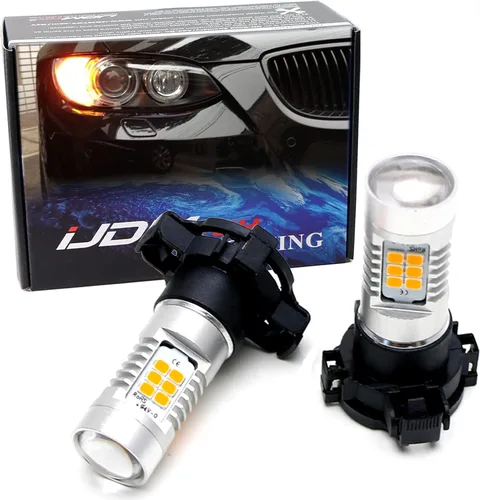 iJDMTOY Bombillas LED 21-SMD PY24W 5200s de color amarillo ámbar sin errores compatibles con luces direccionales delanteras BMW, compatibles con BMW