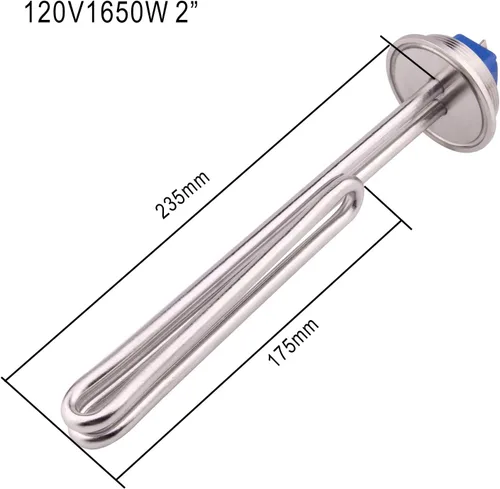 Miniatura 7 de DERNORD Calentador de agua eléctrico de 2 pulgadas (OD64) Tri-clamp 120V 1650W Foldback Elemento de calefacción con baja densidad de vatios