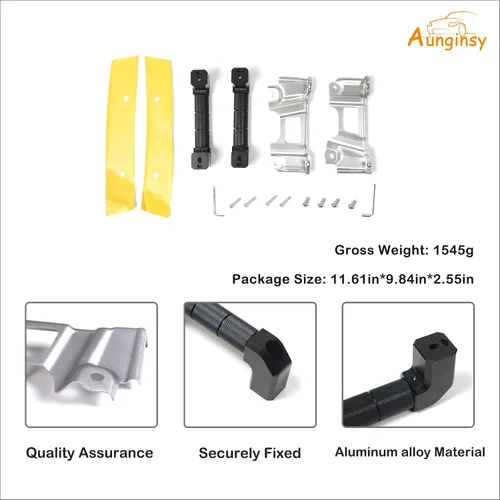 Miniatura 7 de Kit de repuesto de mango de agarre de pilar A para automóvil compatible con Toyot@ FJ Cruiser 2007-2021, mango de aleación de aluminio para Negro