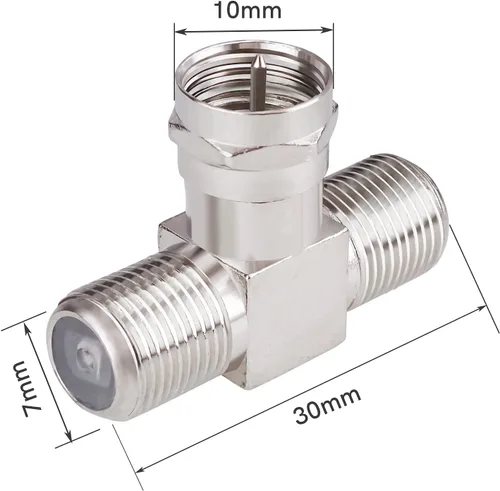 Miniatura 2 de Goupchn F-Type - Adaptador de divisor de cable coaxial de 3 vías F macho a doble F hembra RG6 1 paquete para TV, video, cable de antena, satélite