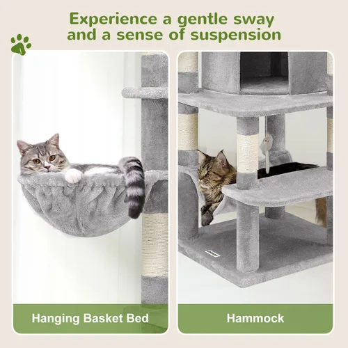 Miniatura 5 de Globlazer Árbol esquinero para gatos grandes, serie curvada de 66 pulgadas de alto, torre grande para gatos de interior con 6 postes rascadores, 2