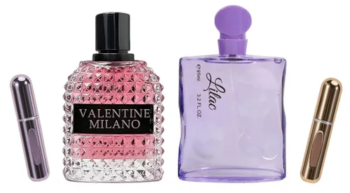 Miniatura 3 de Set de regalo para parejas Valentine Milano para mujeres/hombres EDP – (3.4 fl oz x2) aromas florales y orientales ámbar, colonia con un toque
