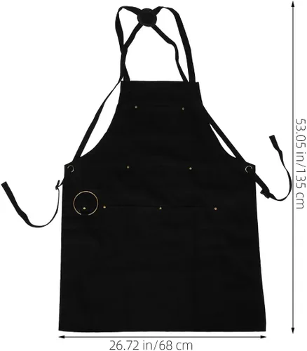 Miniatura 2 de Lurrose Waterproof Kitchen Apron with Pockets Heavy-Duty Canvas Work Apron for Men and Women Suitable for Nail Salon Restaurant and Home Use