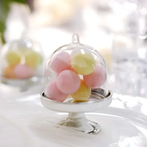Miniatura 7 de Efavormart - Paquete de 12 soportes transparentes para cupcakes de 3 pulgadas, soporte de placa de exhibición de dulces con cúpula para bodas