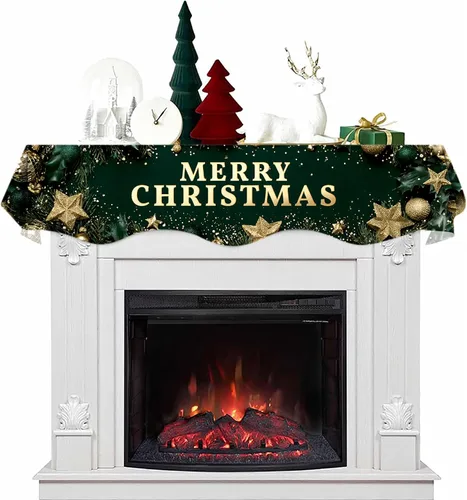 Miniatura 19 de NYZE Bufanda para Repisa de Chimenea Navideña 60 x 17 Pulgadas Cubierta Decorativa para Repisa de Chimenea de Navidad Camino de Mesa para Repisa