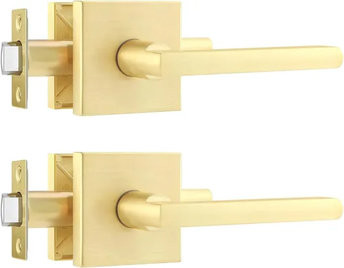 Miniatura 36 de Leydebong Paquete de 3 pomos de entrada dorados con llave igual, manija de puerta de entrada resistente, estilo contemporáneo, herrajes modernos