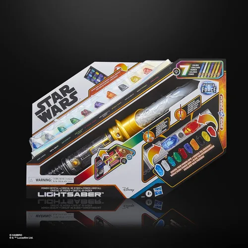 Miniatura 16 de STAR WARS Power Crystal Lightsaber, 7 colores y 10 cristales, más de 50 combinaciones que cambian de color, luces y sonidos, juguetes para niños