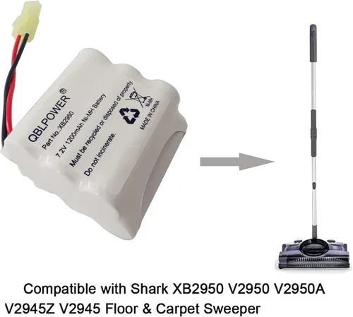 Miniatura 2 de XB2950 Batería 7.2V 1200mAh Ni-Mh Compatible con Euro Pro Shark Aspiradora de alfombras V2950 V2950A V2945Z V2945 (paquete de 1)