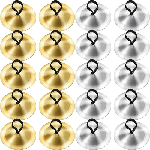 Miniatura 8 de 20 piezas de platillos de dedo danza del vientre Dancing Finger Dancing Zills Instrumento musical para fiesta de bailarín (dorado)