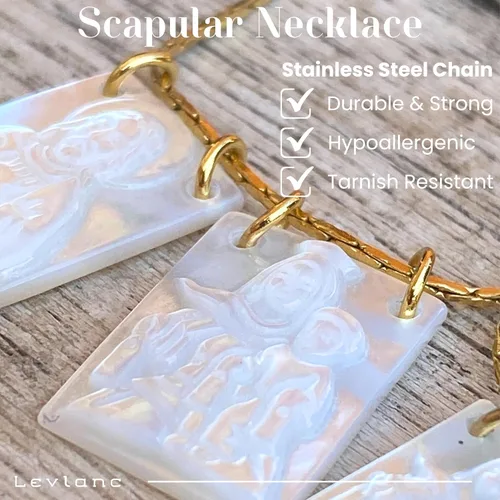 Miniatura 2 de Collar con Escapulario Católico - Escapulario de la Virgen del Carmen - Colgante de la Virgen María - Joyería de Escapularios Católicos