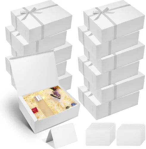 12 cajas de regalo grandes blancas con tapa, caja de regalo plegable de 12 x 9 x 4 pulgadas con cinta, cajas de regalo de fiesta para regalos, día