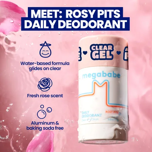 Miniatura 2 de Megababe Desodorante diario Rosy Pits Esencial para el verano y el clima caluroso Sin aluminio, transparente y limpio 2.6 onzas (paquete de 1)