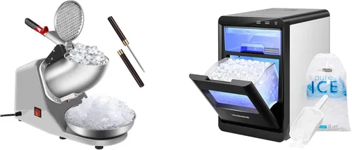VIVOHOME Máquina eléctrica para hacer cono de nieve, color plateado, 143 libras/hora con palillo de hielo para uso doméstico y comercial y máquina