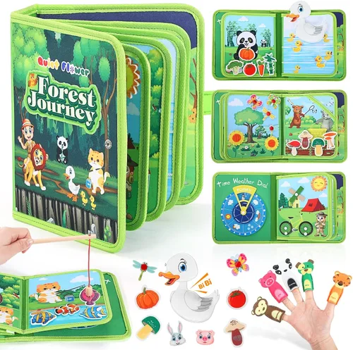 Miniatura 6 de Tabla de actividades 8 en 1 para niños pequeños de 1 año, libro Montessori de juguete ocupado para niños pequeños de 1 a 3 años, juguete sensorial