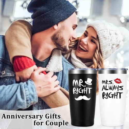 Miniatura 2 de Mr. Right Mrs. Always Right - Juego de vasos de viaje, regalos de compromiso de boda para marido, esposa, parejas recién casadas, novia, novio