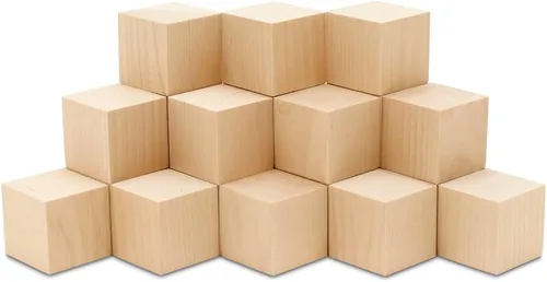 Woodpeckers - Cubos de madera de 1 pulgada, caja de 50 cubos de abedul sin terminar, bloques cuadrados de madera para bebé, para hacer rompecabezas,