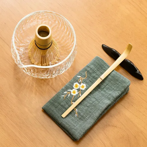 Miniatura 7 de DWEHIXBUY Juego de té japonés (7 piezas) Juego de batidor Matcha Bowl Matcha con boquilla de vertido Batidor de Matcha de bambú (chasen) Cuchara