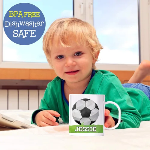 Miniatura 2 de Taza de fútbol personalizada para niños con nombre, polímero ligero