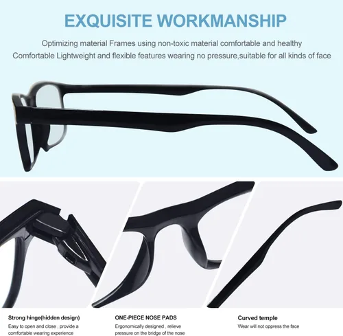 Miniatura 5 de Paquete de 3 lentes de lectura con bloqueo de luz azul, lentes de lectura para mujeres y hombres, filtro antirayos ultravioleta/reflejo, anteojos
