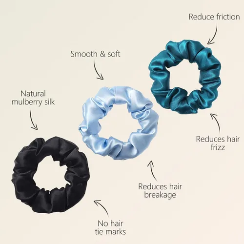 Miniatura 3 de ZIMASILK Coleteros para el cabello 100% seda de morera, 19 Momme elásticos de seda para mujeres y niñas, suaves sin tirones