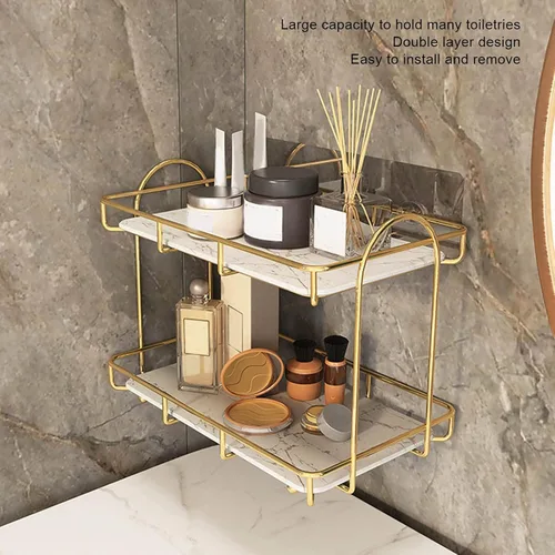Miniatura 2 de Organizador debajo del fregadero, organizador de baño, estante de almacenamiento de cosméticos de gran capacidad de 2 niveles, estante