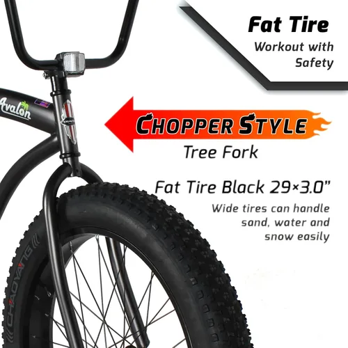Miniatura 5 de Tracer Avalon Beach Cruiser Bike para adultos, ruedas de 26/29 pulgadas, neumático de grasa 3.0/4.0, velocidad 1/7, bicicleta de crucero completa.