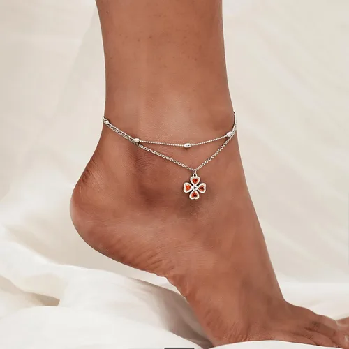 Miniatura 103 de CHIC & ARTSY Tobilleras delicadas de plata de ley S925 para verano, pulsera de tobillo ajustable multicapa para playa, joyería de pie para mujer
