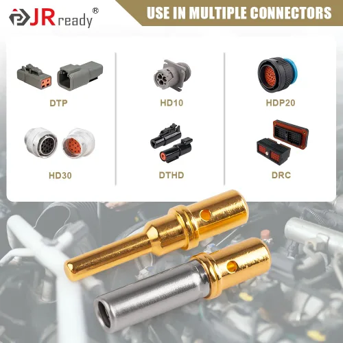 Miniatura 2 de JRready ST6356-12 Deutsch Conectores y enchufes chapados en oro tamaño 12, terminales de barril cerrados Calibre de alambre 12-16, 20 pares macho