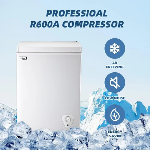 Miniatura 3 de Congelador de Cofre 3.5 Pies Cúbicos Congelador Profundo Pequeño Puerta Superior Mini Congelador con Canasta Removible, Bajo Ruido, 7 Temperaturas