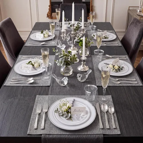 Miniatura 7 de WDF 50 platos de plástico dorado con cubiertos desechables y vasos de plástico dorados, platos de plástico cuadrados, utensilios de plástico dorado