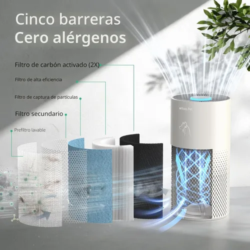 Miniatura 3 de Afloia Purificador de aire para dormitorio y mascotas en el hogar de hasta 1780 pies cuadrados, filtro HEPA 5 en 1 con prefiltro lavable, elimina