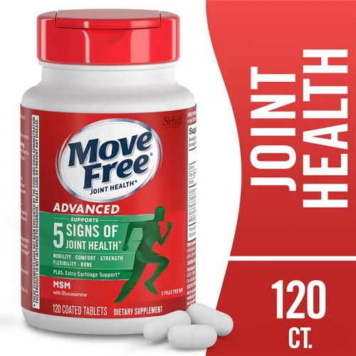 Miniatura 2 de Move Free Suplemento avanzado de apoyo articular MSM de glucosamina condroitina, apoya la movilidad, comodidad, fuerza, flexibilidad y hueso, 120