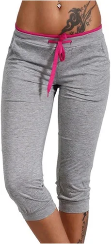 Miniatura 140 de Pantalones capri para mujer, estilo casual, de verano, elásticos, de cintura alta, pantalones de yoga, ajuste atlético, pantalones deportivos