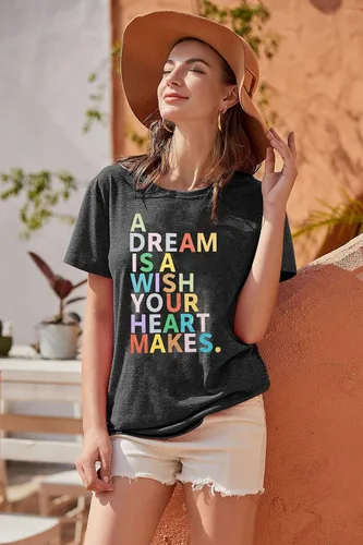 Miniatura 3 de A Dream is A Wish Your Heart Makes - Camiseta de manga corta con estampado de letras divertidas para mujer