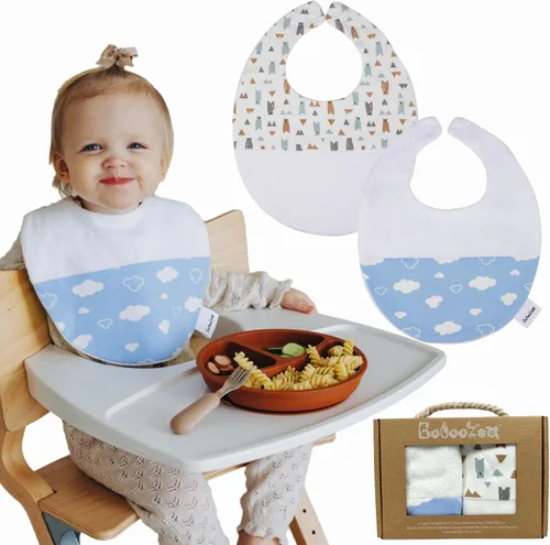 Miniatura 8 de Babero de gran tamaño para bebé, baberos impermeables extra grandes para niños de 6 a 24 meses, 100% algodón y bambú