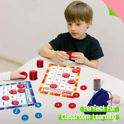 Miniatura 7 de SpriteGru Juego de bingo de palabras a la vista, 120 palabras de vista para aprender a leer nivel 1 y nivel 2 Juego de mesa de bingo Listas