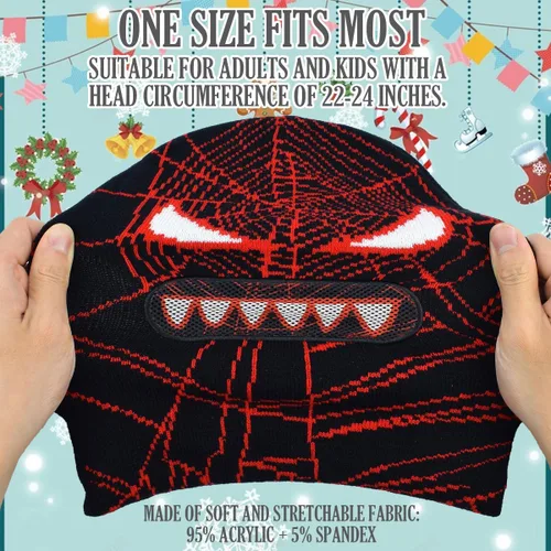Miniatura 5 de EINSKEY Gorro de punto con máscara de esquí, pasamontañas, diseño de Spider Man Y2K para Halloween, anime, fantasma, invierno, cálido, fresco