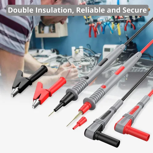 Miniatura 3 de Kit de cables de prueba múltiple Proster - Cable de prueba de multímetro eléctrico con pinzas de caimán, sonda de prueba, agarre de resorte, enchufe