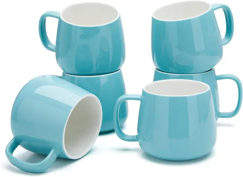 Miniatura 15 de Teocera Juego de 4 tazas de café de cerámica de 12 oz con asas grandes para bebidas calientes o frías como café con leche, cacao, té o jugo - Beige