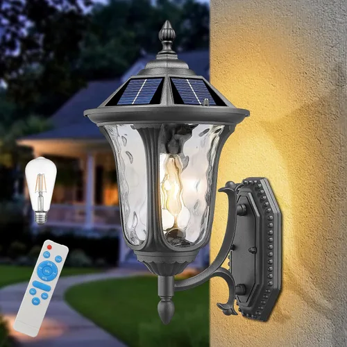 Miniatura 12 de Lámparas de pared para exteriores, faroles de pared exterior impermeables con vidrio ondulado Waer, apliques exteriores, luces de porche delantero