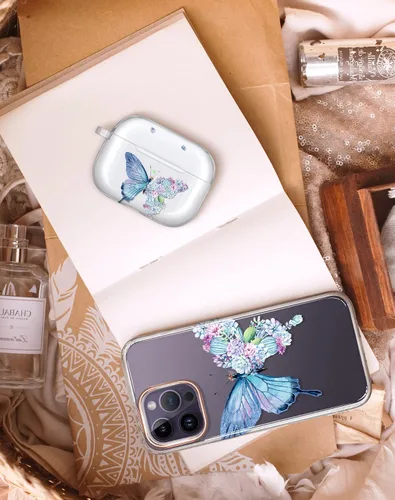 Miniatura 7 de Funda diseñada para AirPods 3, funda de mármol con purpurina brillante, protección completa, accesorios de piel de TPU para mujeres y niñas con azul