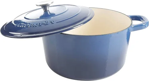 Miniatura 3 de Crock Pot olla para horno holandés de hierro fundido artesanal de 7 cuartos de galón, Sapphire Blue