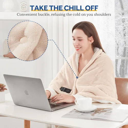 Miniatura 3 de Sealy Manta Térmica Tipo Throw con Controlador de Botón Integrado, Manta Eléctrica Reversible de Franela a Sherpa con 2-10 Horas de Apagado