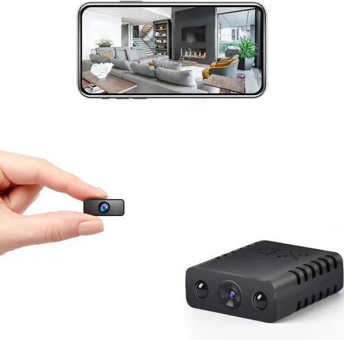Nueva Mini Cámara de Seguridad WiFi, Negra, Cámara de Vigilancia 1080P HD para Interiores con Visión Nocturna, Detección de Movimiento, Control por