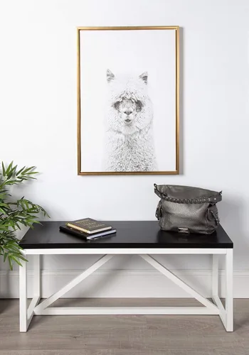 Miniatura 7 de Kate and Laurel Sylvie Hairy Alpaca - Lienzo enmarcado con retrato en blanco y negro por Simon Te Tai, 23 x 33 pulgadas, dorado