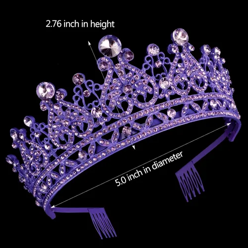 Miniatura 5 de TOBATOBA - Tiaras y coronas para mujer; tiara nupcial de cristal para novia; corona de reina princesa real; tocados de quinceañera para 15 años