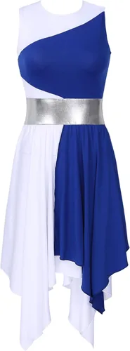 Miniatura 4 de Aislor Vestido asimétrico de baile de elogios litúrgicos para mujer, túnica sin mangas, bloque de color, disfraz de baile lírico