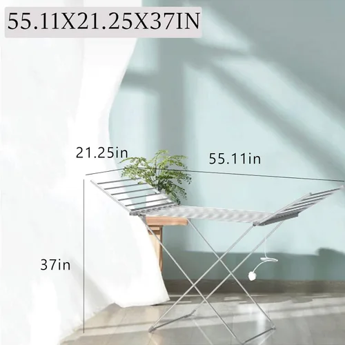 Miniatura 2 de Estante eléctrico para secadora de ropa con calefacción, portátil, plegable, temperatura constante, ropa de bebé, aterrizaje, perfil aerodinámico